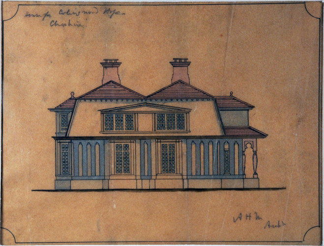 Architectural drawing of East Side Elevation of Mill Hey