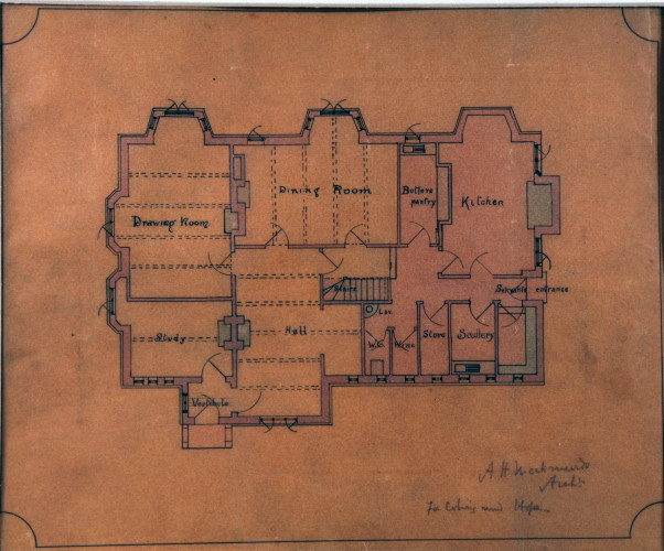 Architectural drawing of ground plan of Mill Hey