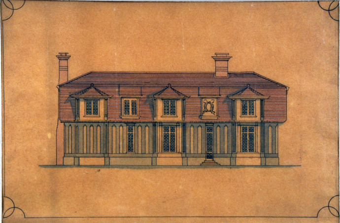 Architectural drawing of south elevation of Mill Hey