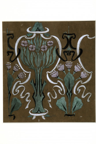 Painted floral design on brown paper