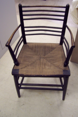 Rush-seated armchair