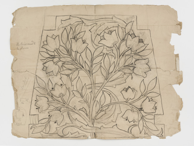 A complex floral design for a seat cover