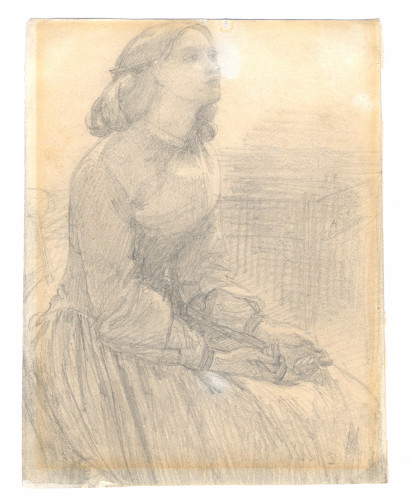 pencil drawing of a seated woman