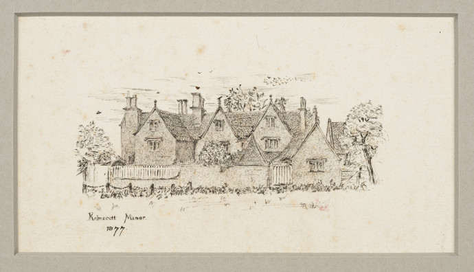 ink drawing of Kelmscott Manor