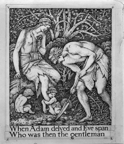 Working drawing of Adam and Eve in the garden